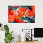 Poster Leaves In The Wind – Abstract Autumn Motion (Bureau à domicile)