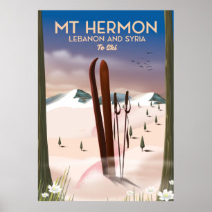 Poster Lebanon et Syrie Mt Hermon Ski