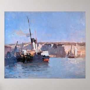 Poster Lebourg - Dieppe Bateau à vapeur amarré 1881
