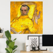 Poster L'échelle jaune, l'homme fume une cigarette (Bureau à domicile)