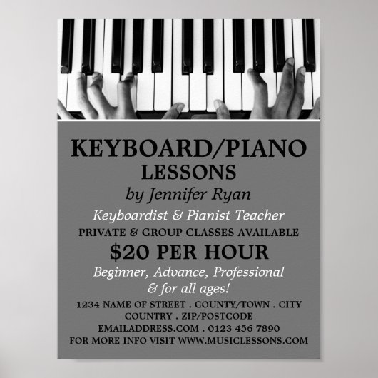 Poster Lecteur Clavier, Clavier, Cours de piano (Devant)