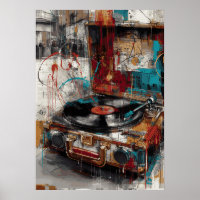 Lecteur de Disques Vintage Pop Art Musique Design