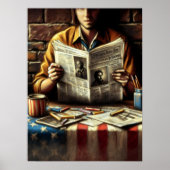 Poster Lecteur de journaux Pastel Drawing (Devant)