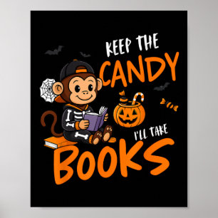 Poster Lecteur de livre mignonne Halloween Lecture Bookwo