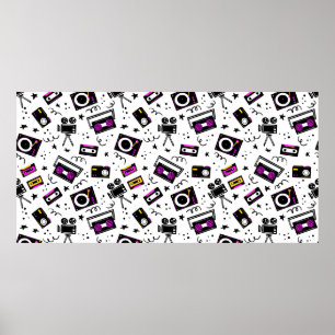 Poster Lecteur de musique, magnétophone, bande vidéo, cam