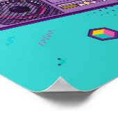 Poster Lecteur de radio portable Funky 80s, boombox (Coin)