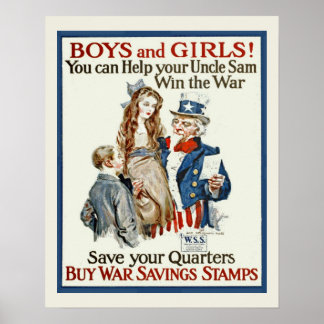 Poster Lecteur de tampon de guerre vintage Oncle Sam WW1