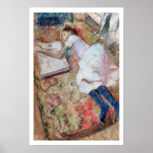 Poster Lecteur d'Edgar Degas se couchant, c.1889