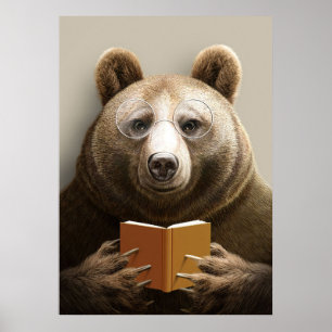 Poster Lecteur Ours Cadeau Lire Un Livre