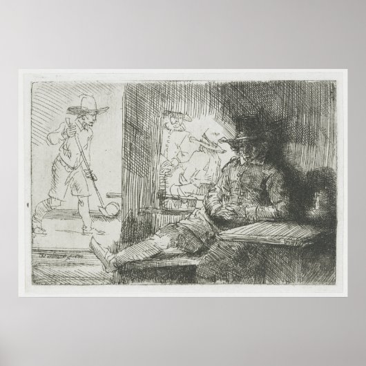 Poster Lecteur Ringball - Rembrandt Etching Golf Print (Devant)