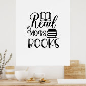 Poster Lecture Art Lire plus Livres (Cuisine)