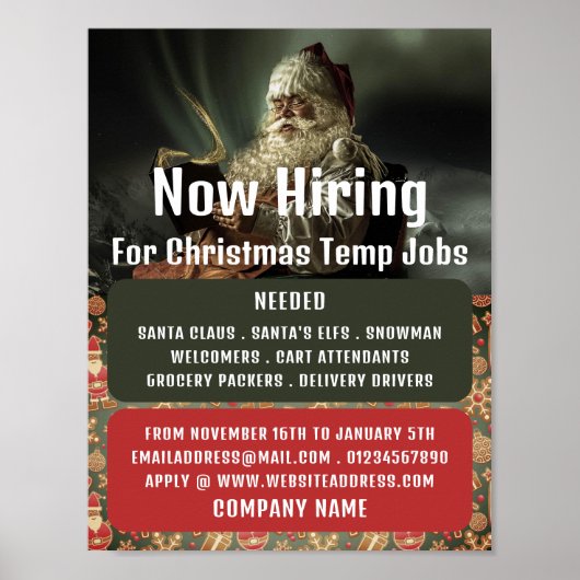 Poster Lecture classique Père Noël, Annonce de recrutemen (Devant)