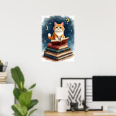 Poster Lecture de Chat dans l'Espace Ver de Livre Astrona (Bureau à domicile)