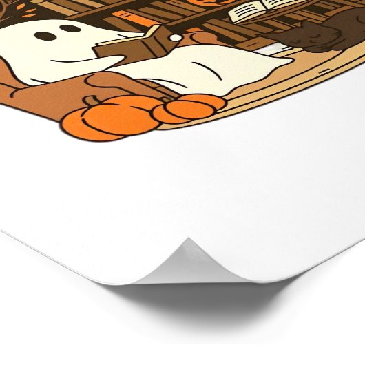 Poster Lecture de fantôme dans la bibliothèque d'Hallowee (Coin)