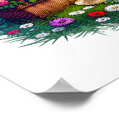 Poster Lecture de fille sous un arbre entouré de fleurs (Coin)