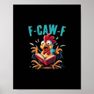 Poster Lecture de livre F-caw-f cri de poulet drôle humou