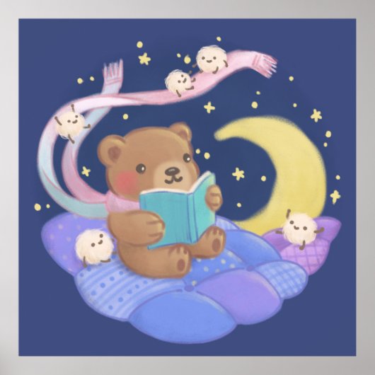 Poster Lecture de l'ours en peluche avec illustration de (Devant)