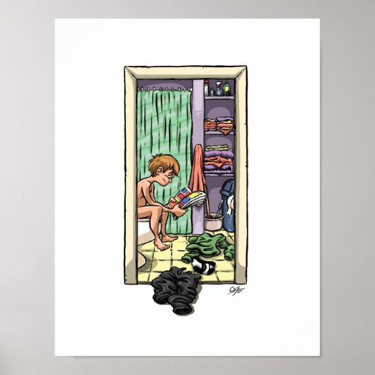 Poster Lecture de salle de bain (Devant)