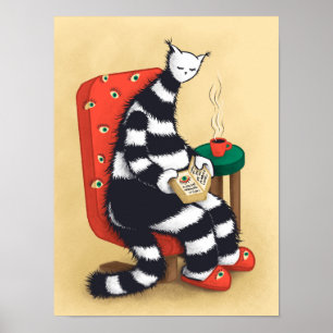 Poster Lecture du livre de chat Lover