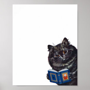 Poster Lecture d'un livre par un chat, Louis Wain