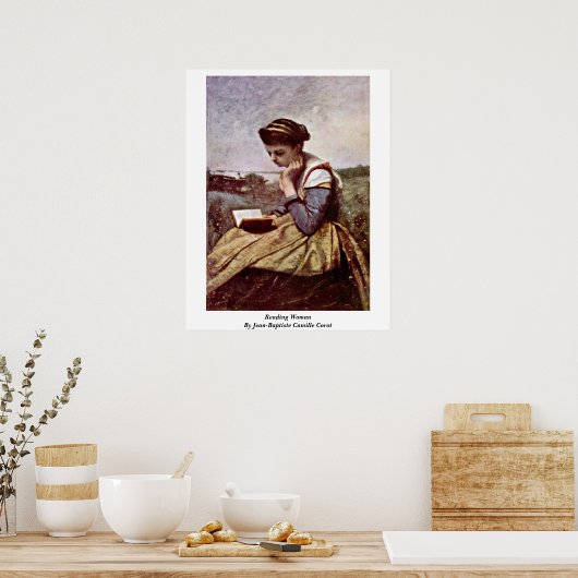 Poster Lecture Femme Par Jean-Baptiste Camille Corot (Cuisine)