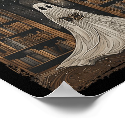 Poster Lecture Ghost Library Halloween Librairie Livre Lo (Coin)