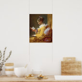 Poster Lecture jeune fille (Cuisine)