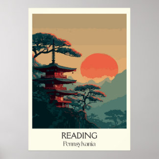 Poster Lecture Pennsylvanie Vintage Pagoda Mountain Art