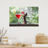 Poster L'écureuil boit un cocktail à Happy Hour (Cuisine)