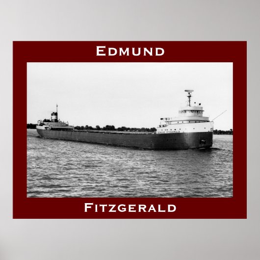 Poster L'Edmund Fitzgerald sur la rivière St. Clair (B&W) (Devant)