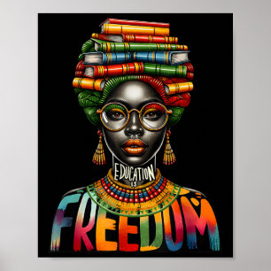 Poster L'éducation est la liberté Livres de filles noires