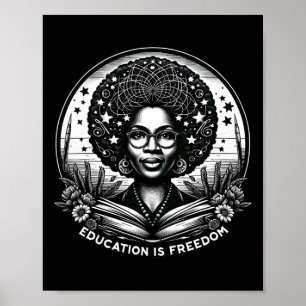 Poster L'éducation est la liberté Noir Livres d'enseignan