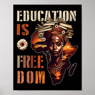 Poster L'éducation est la liberté Professeur noir Livres