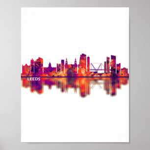 Poster Leeds England Skyline