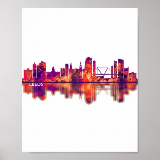 Poster Leeds England Skyline (Devant)