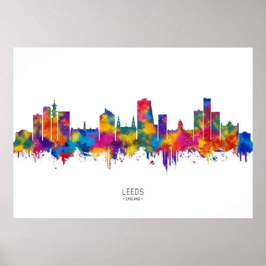 Poster Leeds England Skyline (Devant)