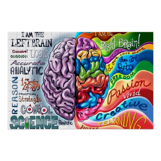 Poster Left and right side of the brain (Devant)