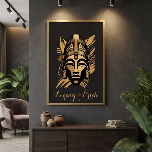 Poster Legacy & Pride African Mask Art - Black History 
