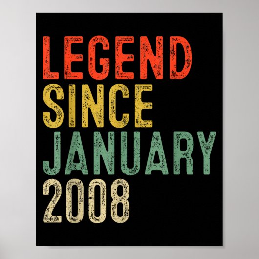 Poster Legend Since January 2008 18th Birthday 18 Year Ol (Devant)