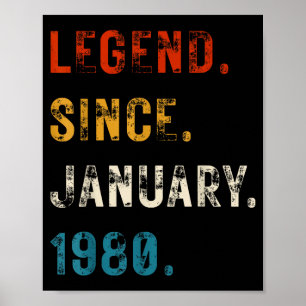 Poster Légende 1980 Cadeaux d'anniversaire 46 ans pour ho