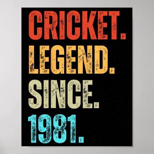 Poster Légende de cricket depuis 1981 Anniversaire rétro (Devant)