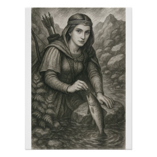Poster Légende de Mathilde et de la truite d'Orval, Belgi