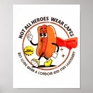Poster Légende de préservatif inappropriée drôle rétro 90