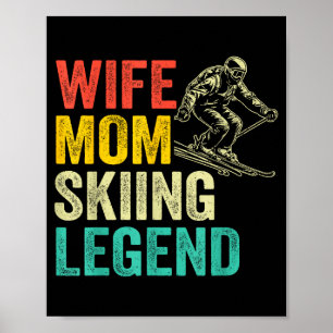 Poster Légende de ski femme maman vintage fête des mères