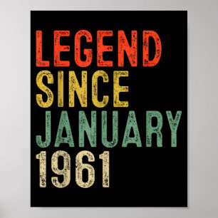 Poster Légende depuis janvier 1961 Cadeaux pour 65e anniv