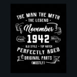 Poster Légende du mythe masculin novembre 1942 80e annive<br><div class="desc">Homme Mythe Légende Novembre 1942 80e anniversaire Cadeau 80 ans Cadeau. Un cadeau parfait pour votre père, maman, papa, hommes, femmes, amis et membres de la famille le jour de Thanksgiving, Noël, Fête des mères, Fête des pères, 4 juillet, 1776 Jour indépendant, Fête des anciens combattants, Fête de l'Halloween, Fête...</div>