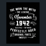 Poster Légende du mythe masculin novembre 1942 80e annive<br><div class="desc">Homme Mythe Légende Novembre 1942 80e anniversaire Cadeau 80 ans Cadeau. Un cadeau parfait pour votre père, maman, papa, hommes, femmes, amis et membres de la famille le jour de Thanksgiving, Noël, Fête des mères, Fête des pères, 4 juillet, 1776 Jour indépendant, Fête des anciens combattants, Fête de l'Halloween, Fête...</div>