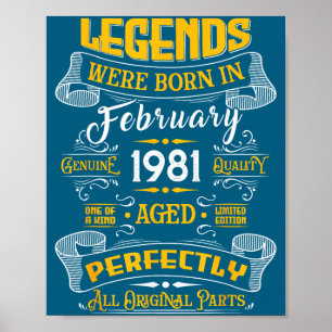 Poster Légende février 1981 vintage 45 ans tee-shirts d'a
