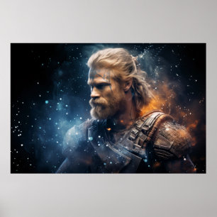 Poster Légende Guerrier Fantastique surréaliste cosmique