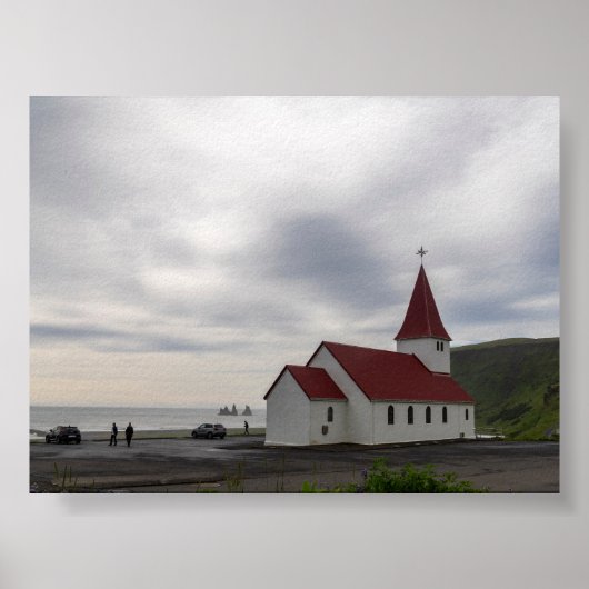 Poster L'église de Vik en Islande (Devant)